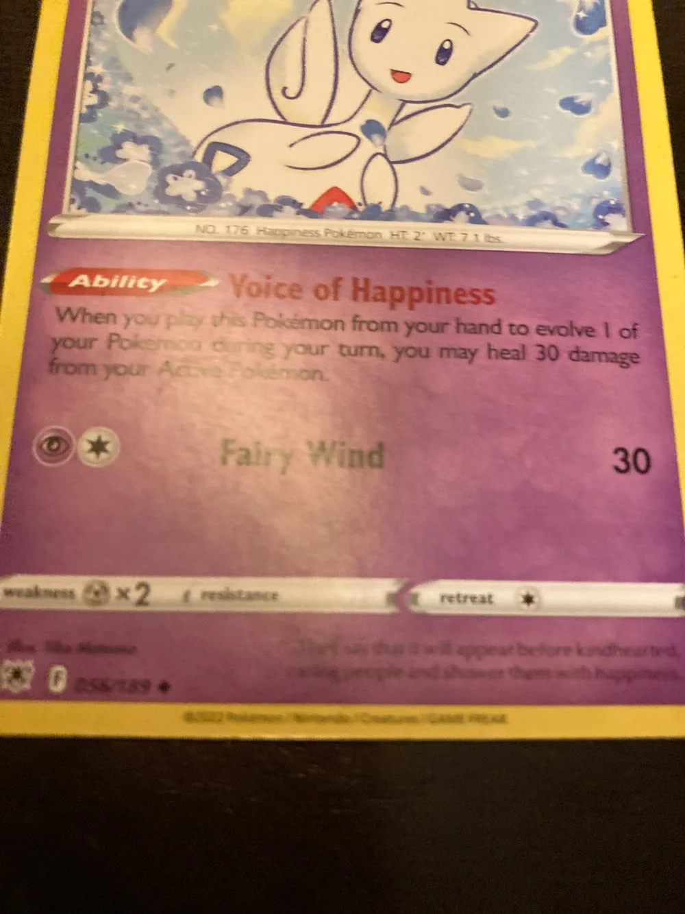 Pokemon Togetic Trading Card - Purple & Yellow